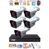 FURY 5 Kameralı 2MP Full HD Görüntü 6 Atom Led Gece Görüşlü Dış Mekan Güvenlik Kamerası Seti 500GB