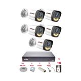 Fury 5 Kameralı 4 Warm Led Gece Renkli Görüş-Cepten İzle-Su Geçirmez Güvenlik Kamerası Seti 1Tb