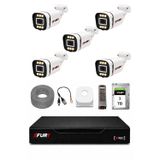 Fury 5 Kameralı 5mp Lens 1080P 6 Warm LED Renkli Gece Görüşlü Güvenlik Kamera Sistemi 1tb 1606