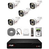 Fury 5 Kameralı 5mp Lens 1080P 6 Warm LED Renkli Gece Görüşlü Güvenlik Kamera Sistemi 250GB 1606