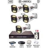 Fury 5 Kameralı Ip Güvenlik Kamerası Seti Sesli 4mp Gece Renkli Su Geçirmez 1506s 1tb