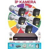 Fury 5 Li Ip Güvenlik Kamera Seti Sesli 4mp Gece Renkli Su Geçirmez 5515S 320GB