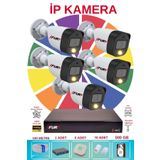 Fury 5 Li Ip Güvenlik Kamera Seti Sesli 4mp Gece Renkli Su Geçirmez 5515S 500GB