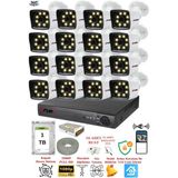 Fury 5525W 16 Kameralı 5MP Lens 1080P 2MP Color Görüntü 8 Warm Led 1TB Gece Görüş Full HD Güvenlik Kamera