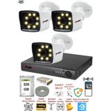 Fury 5525W 3 Kameralı 5MP Lens 1080P 2MP Color Görüntü 320GB 8 Warm Led Gece Görüş Full HD Güvenlik Kamera