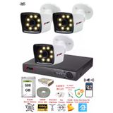 Fury 5525W 3 Kameralı 5MP Lens 1080P 2MP Color Görüntü 500GB 8 Warm Led Gece Görüş Full HD Güvenlik Kamera