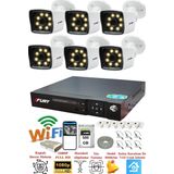 Fury 5525W 6 Kameralı 5MP Lens 1080P 2MP Color Görüntü 500GB 8 Warm Led Gece Görüş Full HD Güvenlik Kamera