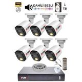 Fury 6 Kamera Sesli Gece Renkli Güvenlik Kamerası Full Hd-Su Geçirmez Güvenlik Kamerası Seti 1tb