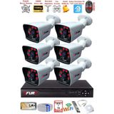 FURY 6 Kameralı 2MP Full HD Görüntü 6 Atom Led Gece Görüşlü Dış Mekan Güvenlik Kamerası Seti 1TB
