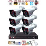FURY 6 Kameralı 2MP Full HD Görüntü 6 Atom Led Gece Görüşlü Dış Mekan Güvenlik Kamerası Seti 500GB