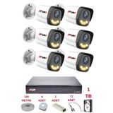 Fury 6 Kameralı 4 Warm Led Gece Renkli Görüş-Cepten İzle-Su Geçirmez Güvenlik Kamerası Seti 1Tb