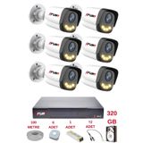 Fury 6 Kameralı 4 Warm Led Gece Renkli Görüş-Cepten İzle-Su Geçirmez Güvenlik Kamerası Seti 320Gb