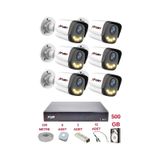Fury 6 Kameralı 4 Warm Led Gece Renkli Görüş-Cepten İzle-Su Geçirmez Güvenlik Kamerası Seti 500Gb