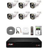 Fury 6 Kameralı 5mp Lens 1080P 6 Warm LED Renkli Gece Görüşlü Güvenlik Kamera Sistemi 1tb 1606