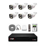 Fury 6 Kameralı 5mp Lens 1080P 6 Warm LED Renkli Gece Görüşlü Güvenlik Kamera Sistemi 500GB 1606