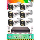 Fury 6 Kameralı 6 Warm LED Gece Renkli Görüş-Cepten Izle-Su Geçirmez Güvenlik Kamerası Seti 250GB