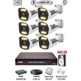 Fury 6 Kameralı Ip Güvenlik Kamerası Seti Sesli 4Mp Gece Renkli Su Geçirmez 1506S 500Gb