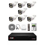 Fury 7 Kameralı 5mp Lens 1080P 6 Warm LED Renkli Gece Görüşlü Güvenlik Kamera Sistemi 250GB 1606