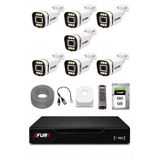 Fury 7 Kameralı 5mp Lens 1080P 6 Warm LED Renkli Gece Görüşlü Güvenlik Kamera Sistemi 500GB 1606