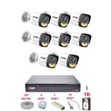Fury 8 Kameralı 4 Warm Led Gece Renkli Görüş-Cepten İzle-Su Geçirmez Güvenlik Kamerası Seti 1Tb
