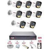 Fury 8 Kameralı 4 Warm Led Gece Renkli Görüş-Cepten İzle-Su Geçirmez Güvenlik Kamerası Seti 320Gb