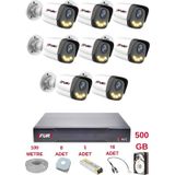 Fury 8 Kameralı 4 Warm Led Gece Renkli Görüş-Cepten İzle-Su Geçirmez Güvenlik Kamerası Seti 500Gb