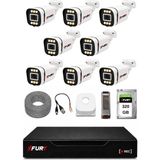 Fury 8 Kameralı 5mp Lens 1080P 6 Warm LED Renkli Gece Görüşlü Güvenlik Kamera Sistemi 320GB 1606