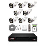 Fury 8 Kameralı 5mp Lens 1080P 6 Warm LED Renkli Gece Görüşlü Güvenlik Kamera Sistemi 500GB 1606