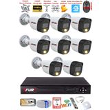 FURY 8 Kameralı 5Mp Lens 2 Mp Görüntü Gece Renkli Full Hd Ultra Led Akıllı Güvenlik Kamerası Seti 1 TB