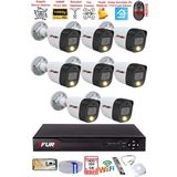 FURY 8 Kameralı 5Mp Lens 2 Mp Görüntü Gece Renkli Full Hd Ultra Led Akıllı Güvenlik Kamerası Seti 320GB