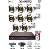 Fury 8 Kameralı Ip Güvenlik Kamerası Seti Sesli 4mp Gece Renkli Su Geçirmez 1506S 500GB