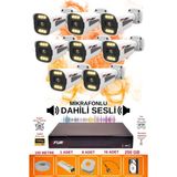 Fury 8 Li Sesli 6 Warm LED Gece Renkli Görüş Su Geçirmez Güvenlik Kamerası Seti 250GB
