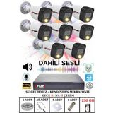 Fury 8 Li Sesli Gece Renkli Görüş Güvenlik Kamerası Su Geçirmez Güvenlik Kamerası Seti 250GB