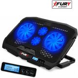 Fury E-Sport Laptop Soğutucu 4 Fanlı LCD Kontrol Panel Ayarlanabilir Dizüstü Bilgisayar Soğutma Fanı - Siyah
