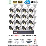 Fury Ip Güvenlik Kamera Seti 16 Kameralı Sesli 4mp Gece Renkli Su Geçirmez IP5515S 1tb - Beyaz