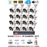 Fury Ip Güvenlik Kamera Seti 16 Kameralı Sesli 4mp Gece Renkli Su Geçirmez IP5515S 500GB - Beyaz