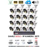 FURY Ip Güvenlik Kamera Seti 16 Kameralı Sesli 4mp Gece Renkli Su Geçirmez Ip5515s 500gb