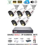 Fury Ip Güvenlik Kamera Seti 5 Kameralı Sesli 4mp Gece Renkli Su Geçirmez IP5515S 320GB - Beyaz