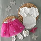 Furya Kids Papatyalı Tütü Kız Bebek Elbisesi Yeni Doğan Mevlütlük Papatyalı Kız Bebek Doğum Günü Hediyesi - Fuşya - Yenidoğan