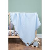 FURYATEX %100 Pamuk 4 Katlı Müslin Bebek Battaniyesi Bebe Mavisi 100X120CM