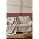 Fushia Premium Trio Natural Keten Çekyat-Koltuk Örtüsü Şalı