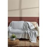 Fushia Trio Natural Keten Koltuk Örtüsü | Koltuk Şalı Gri - 170 x 210 cm