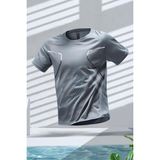 Fusto Mikro Polyester Slim Fit Performans Antrenman Sporcu Erkek Tshirt - Gri