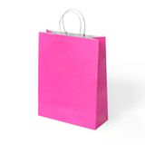 Fuşya Büküm Saplı Kraft Kağıt Çanta 25X31x12 Pakette