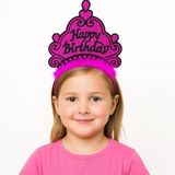 Fuşya Happy Birthday Prenses Tacı – Doğum Günü Taç Aesuarı