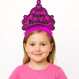 Fuşya Happy Birthday Prenses Tacı – Doğum Günü Taç Aksesuarı Go53/04717