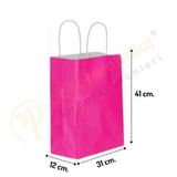 Fuşya Kraft Çanta Büyük Boy 31x12x41 cm 25 Adet