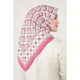 Fuşya LVD Baskılı Trend Twill Eşarp