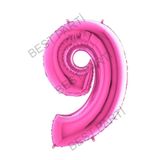 Fuşya Pembe Folyo Rakam Balon 100 Cm 9