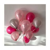 Fuşya - Pembe - Gümüş Karışık Metalik Balon 10 Adet